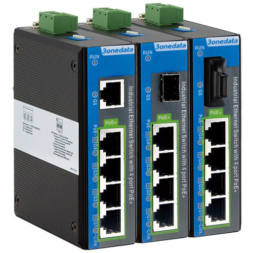IPS2000G-1GS-4GPOE | Switch PoE cÃ´ng nghiá»‡p, Unmanaged, Layer 2, 1x1G SFP, 4x1G PoE, 12~48VDC (PoE 48VDC)