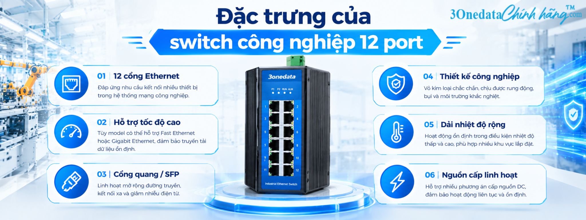 Đặc trưng của switch công nghiệp 12 port