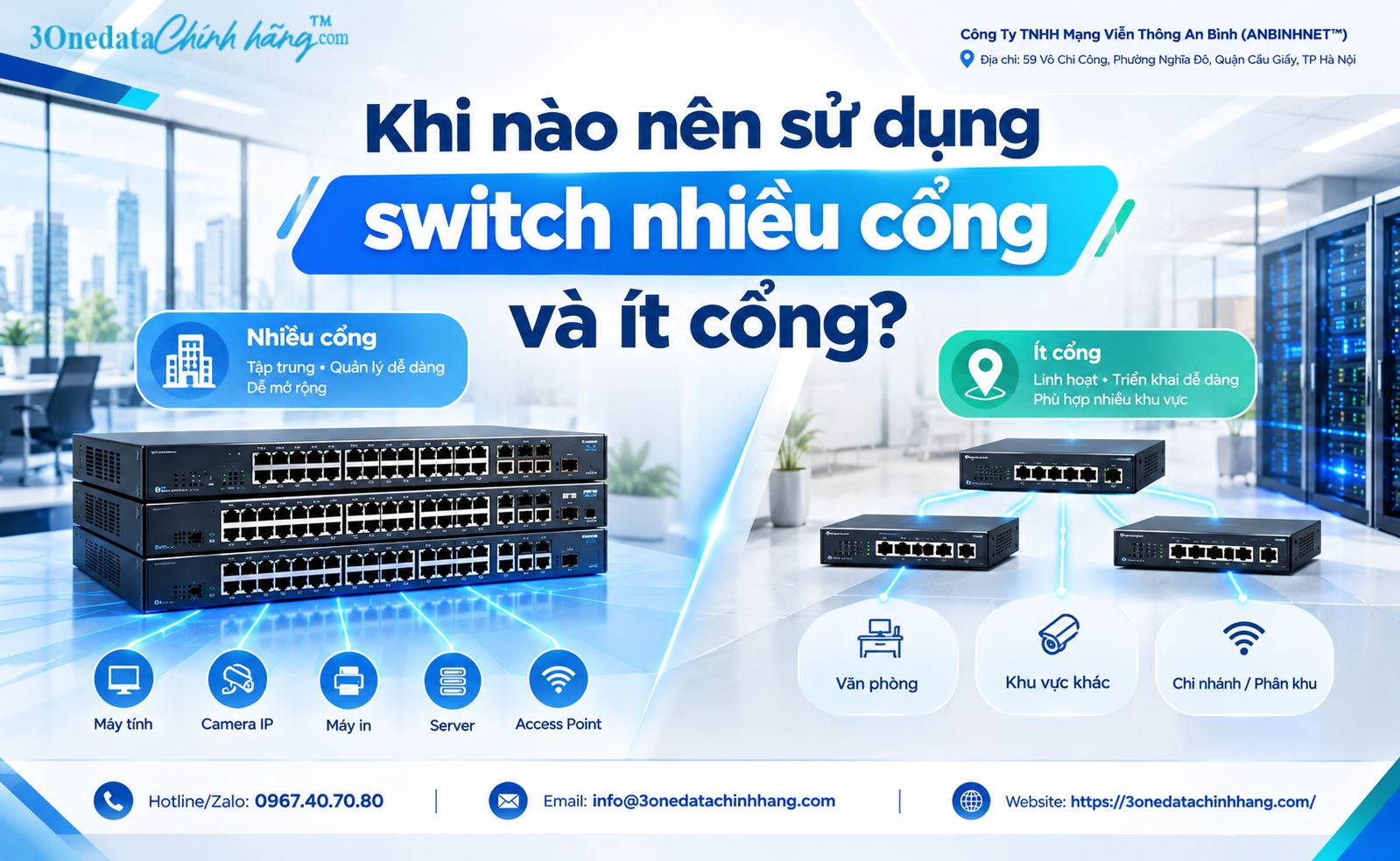 Khi nào sử dụng switch nhiều cổng hay kết hợp switch ít cổng