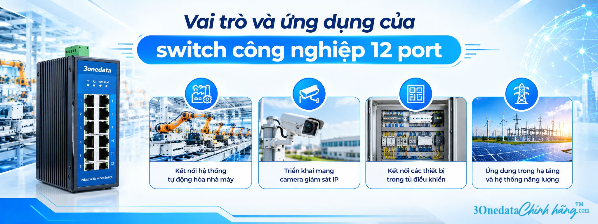 Vai trò và ứng dụng của Switch Công Nghiệp 12 Port